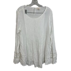 Sundance Top Women's M Ivory Tunic Pleat Long Sleeve Casual Peasant‎ Cottagecore